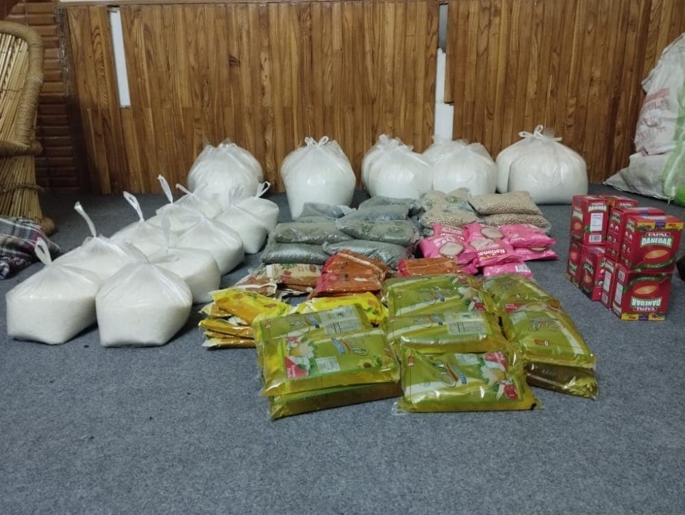 Sorted ration packs ready to go to families