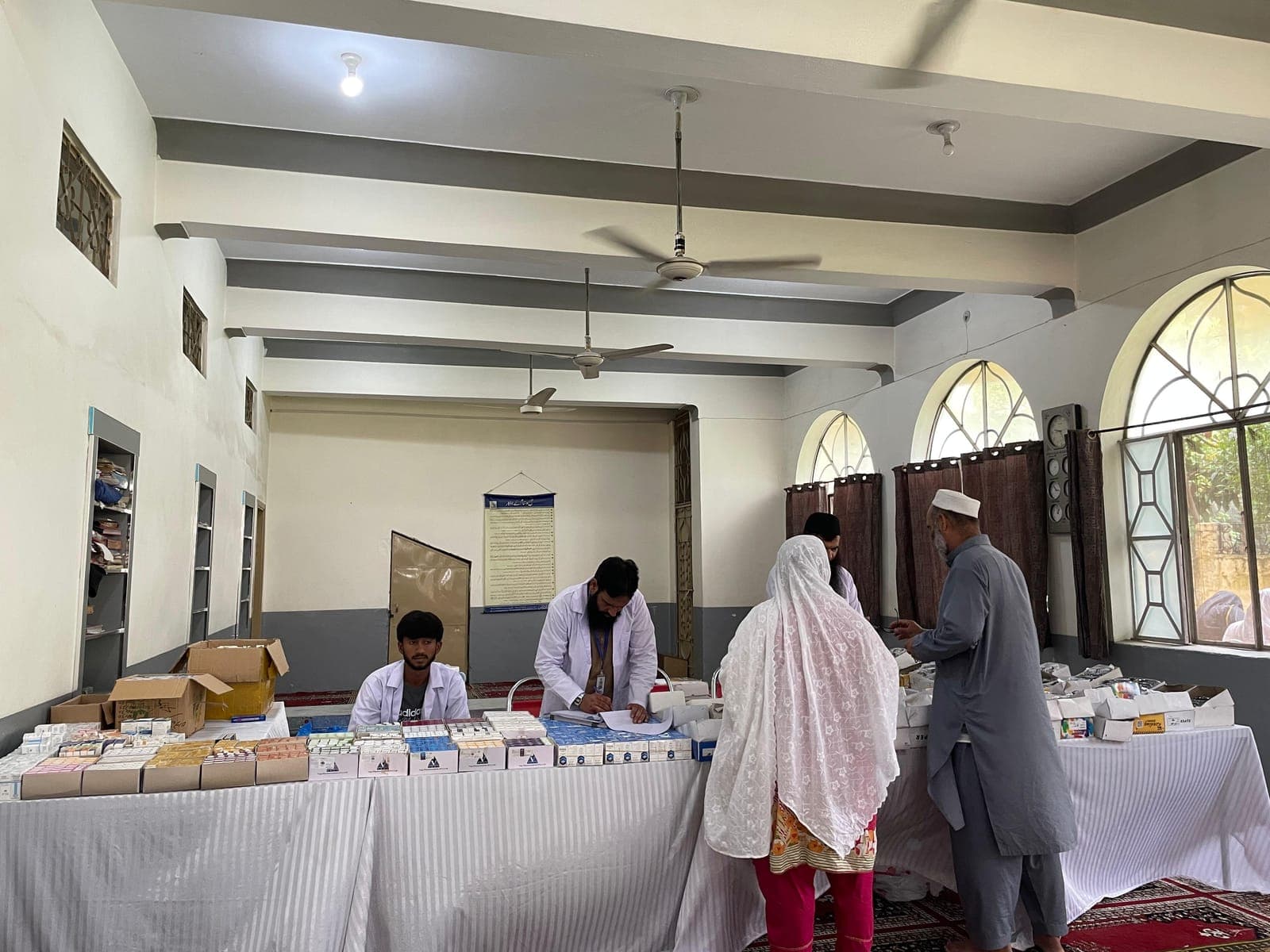 The free medicine counter at the August 2024 eye camp
